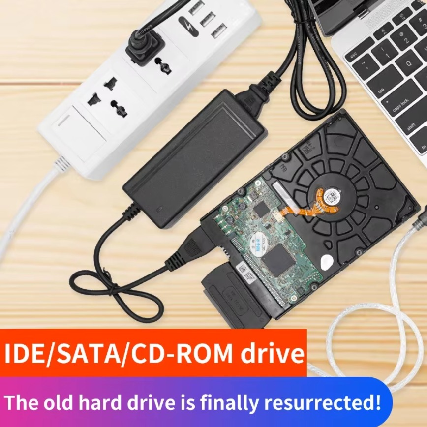 Adaptateur de disque dur SATA IDE PATA vers USB 3 en 1, câble USB 2.0 vers SATA IDE pour disque dur 2.5 "/3.5"/5.25 ", disque dur HDD SSD, PC de bureau et ordinateur portable
