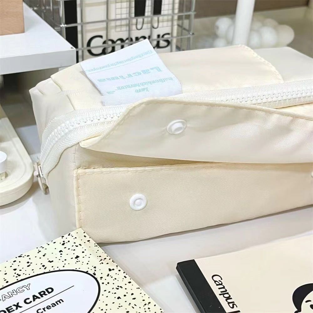 Canvas Prism Pencil Case Large Capacity Sweet Color Stationery Organizer Multi-layer Stationery Storage Pouch Student Supplies