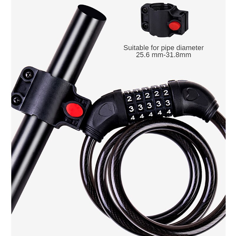 Mountain Bike Bicycle Lock Electric Stainless Steel Password Fixed Portable Anti-Theft Steel Wire Chain Lock