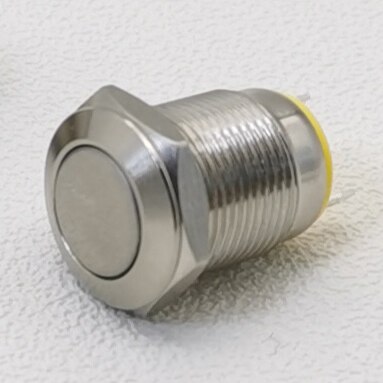 Bouton-poussoir en métal étanche de 12mm, petit bouton-poussoir momentané avec Certification UL: Flat Head / 5 pcs