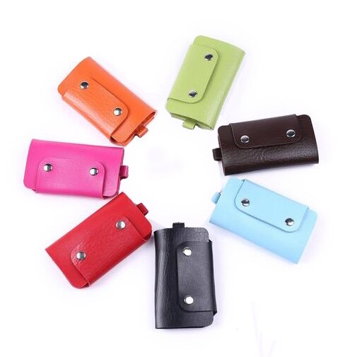 Offre spéciale boucle clés portefeuilles Style classique Pu cuir solide bonbons belles couleurs porte-clés pour hommes femmes