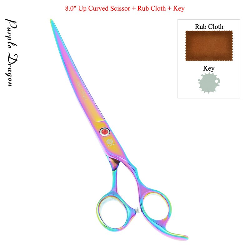 8.0 &quot;lila Drachen Hunde Pflege Schere Haustiere Gerade Gebogen Schneiden Tijeras Friseur 7.5&quot; Ausdünnung Scher Ebene Trimmer B0051B: B0051B-05-80