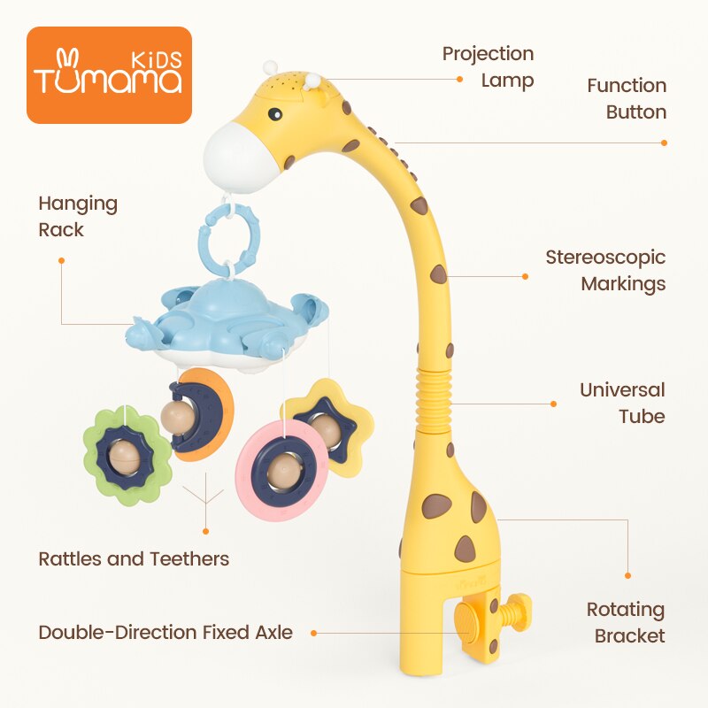 Tumama Baby Rassel Giraffe Mit Sternenlicht Projektion Kann Drehen 360 Grad Baby Spielzeug Für Neugeborene Pädagogisches Spielzeug Für Baby