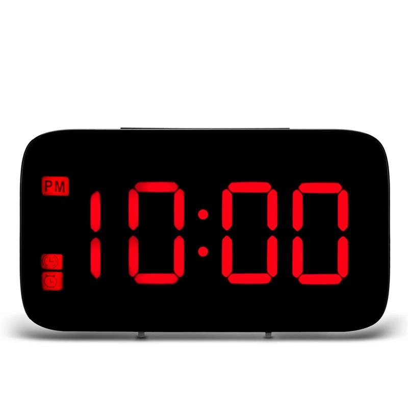 Grande Retroilluminazione USB Orologio Snooze Alarm Clock Clock Il Display Elettronico Digitale Con LED Desktop Clock Orologio Da Polso: Rosso