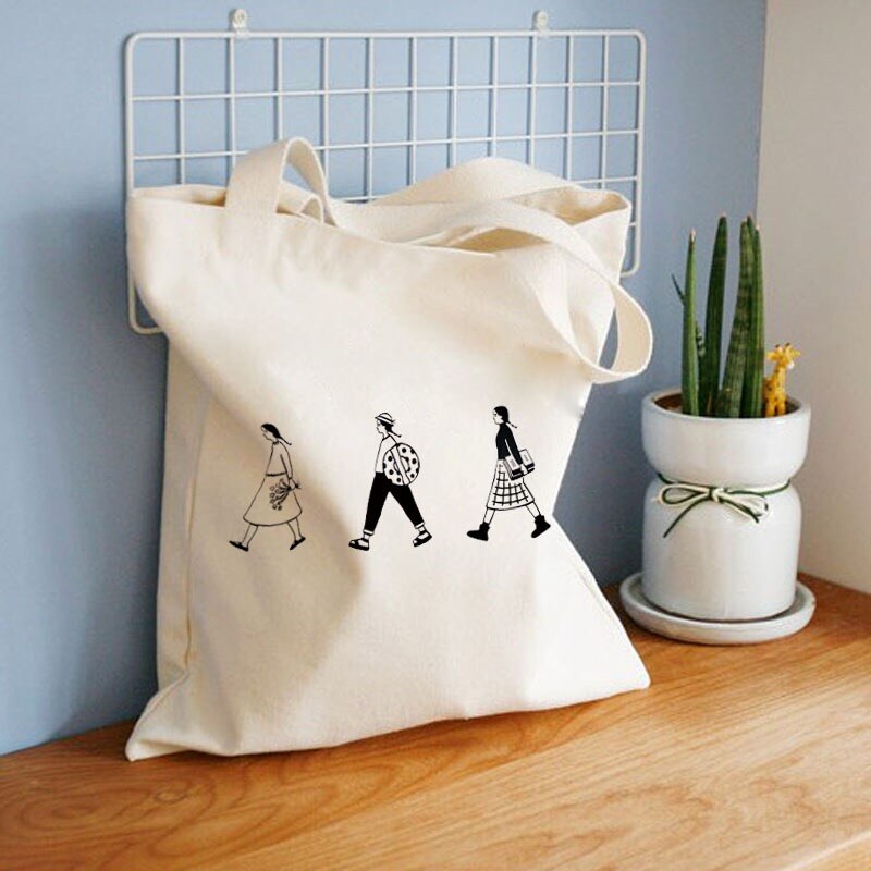 Dames Handtassen Canvas Draagtas Katoenen Doek Schouder Shopper Tassen Voor Vrouwen Eco Opvouwbare Herbruikbare Boodschappentassen