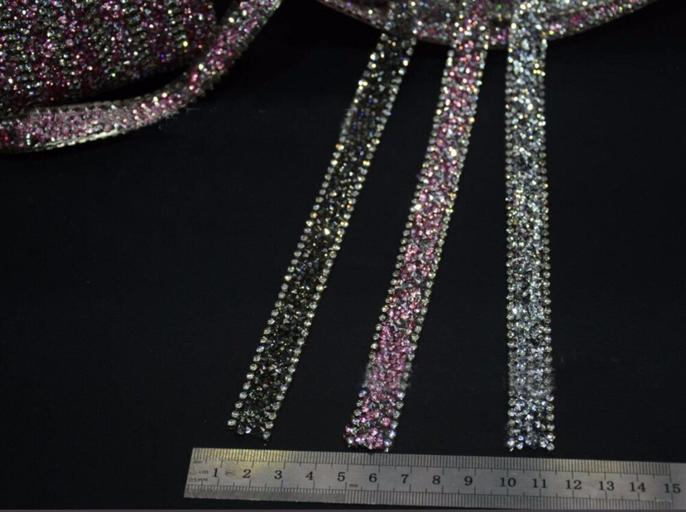 1 yard 16mm bredde fiks spidse glas krystal perler bånd trim blonder til syning brudekjole apperal craft