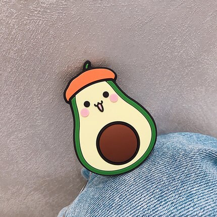 3D Universal mobile Phone Stretch Bracket Cartoon Air Bag Phone Expanding phone Stand Finger car phone Holder: Orange avocado