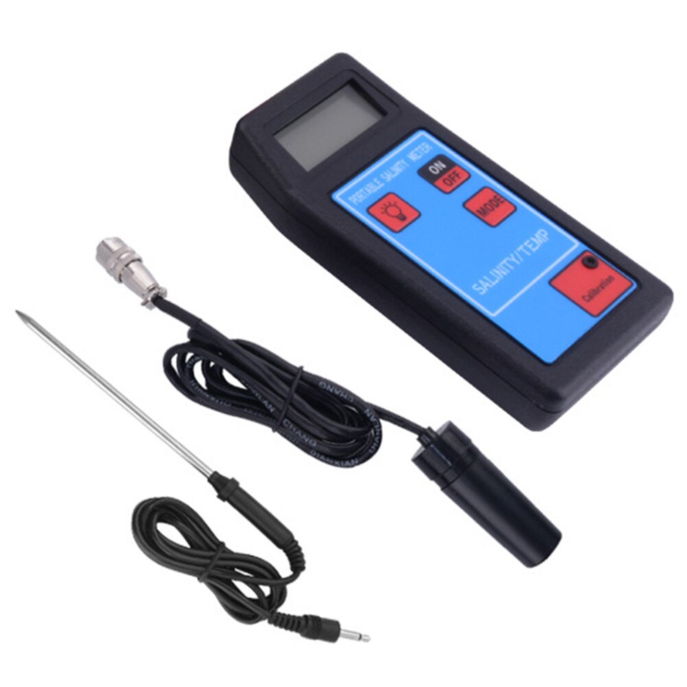 Salinity Meter Portable Digital Outdoor Aquaculture Temperature Tester Replaceable Probe Salt Content Lab LED Display Backlight
