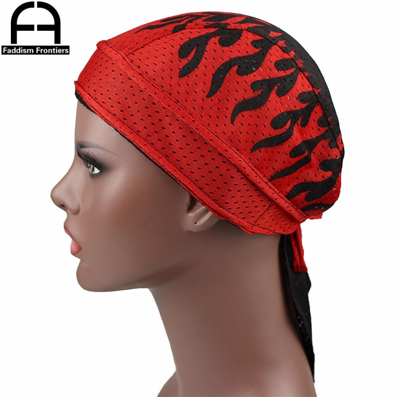 Summer Men's Mesh Durags Turban Bandanas Print Durag Breathable Doo Rag Headwear Hair Accessories Du Rag