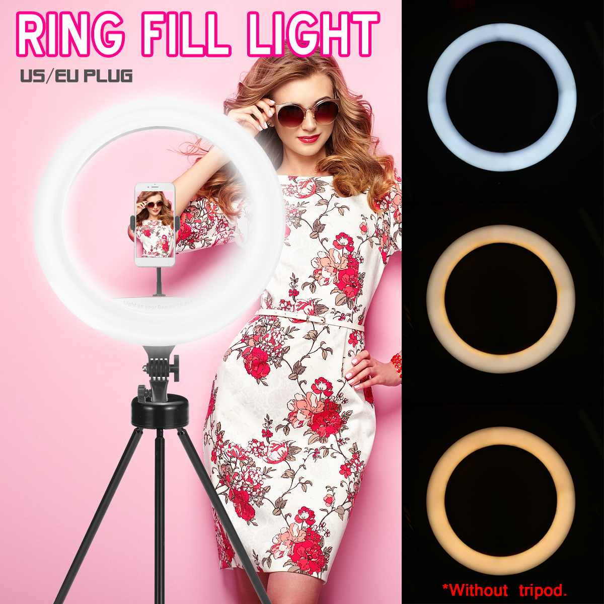 18 inch LED Ring Light Dimmable Ring lamp Photography makeup Ring Light Lamp light stand selfie light