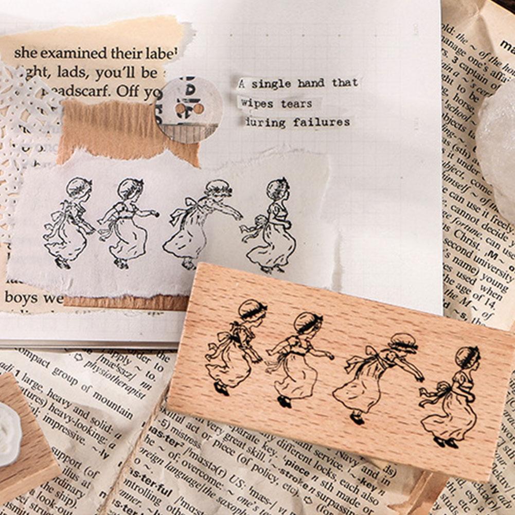 Sellos de goma madera con personajes de dibujos animados, para decoración de Scarpbooking, manualidades DIY, sellos de madera, suministros de papelería escolares
