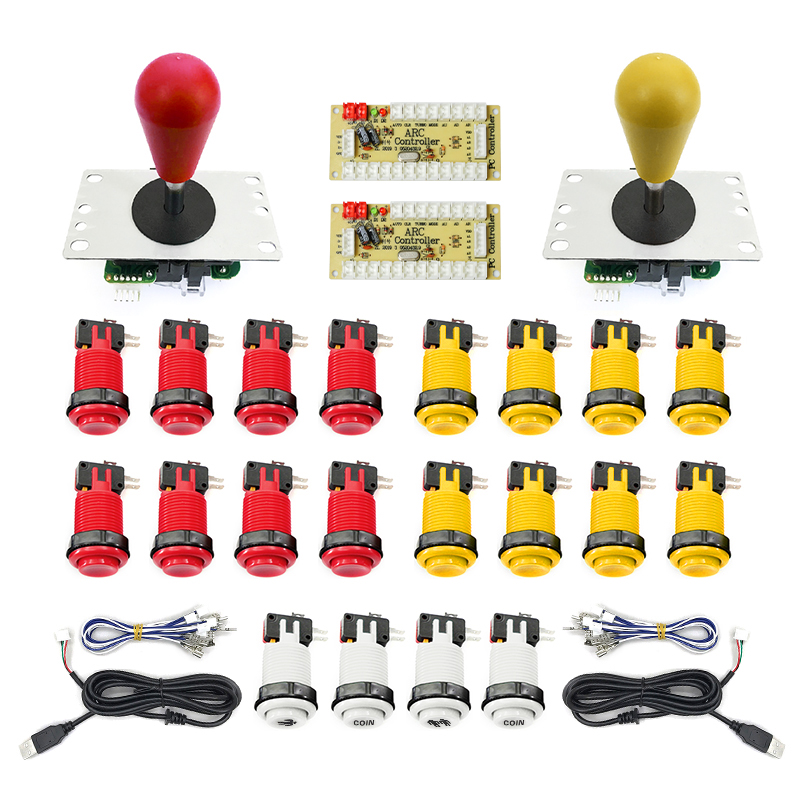 Arkade- 2 -spieler-Null-Verzögerung-Bausatz, mando Arkade usb-Encoder für pc, Himbeere Pi, happ druckknopf-Joystick, usb-Arkade-automat: Lila