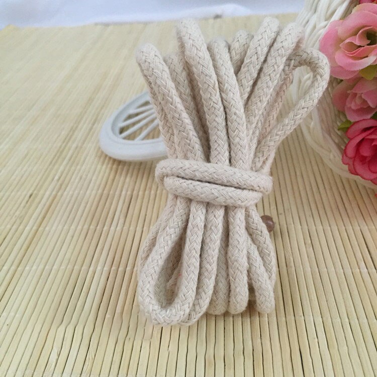 Meetee 20M 5mm gewebte Baumwolle Seil 16 Stränge Feste Schnur für Hosen Taille Starken Seil Bekleidungs Handtasche DIY handwerk handgefertigt Zubehör: Beige