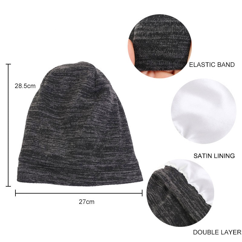 Unisex kvinder mænd ski kemo cap hat turban baggy beanie satin foret nattesøvn kasket hårpleje hue hårtab hat vinter varm