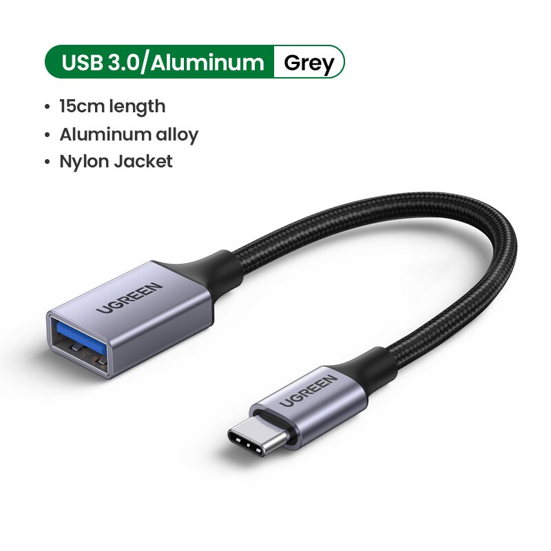 Ugreen Usb C Naar Usb Adapter Type C Otg Kabel Usb C Male Naar Usb 3.0 Een Vrouwelijke Kabel Adapter voor Macbook Pro Samsung S9 USB-C Otg: USB 3.0 Metal Grey