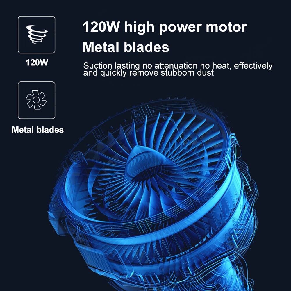 Alta succión aspirador de mano para coche, de 120W, uso doble en seco y mojado, 12V, Mini, impermeable, para coche