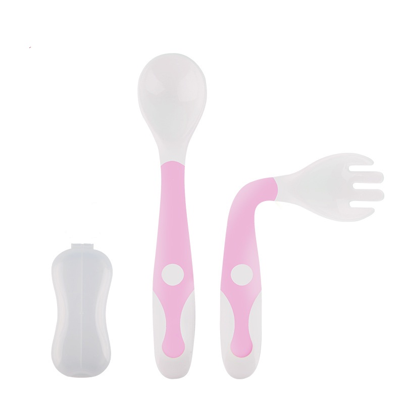 Children's tableware curved spoon and fork set baby eating fork and spoon crooked spoon exercise knife set spoon