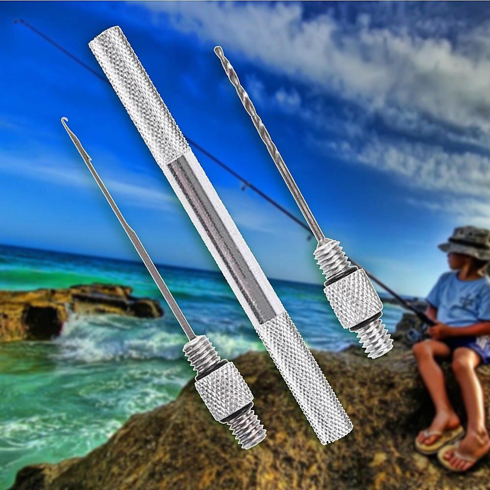 Fishing Tackle Tool Accessories 3 in 1 Combo Set Aluminum Alloy Carp Fishing Rigging Bait Needle Tool Fish Drill Outdoor