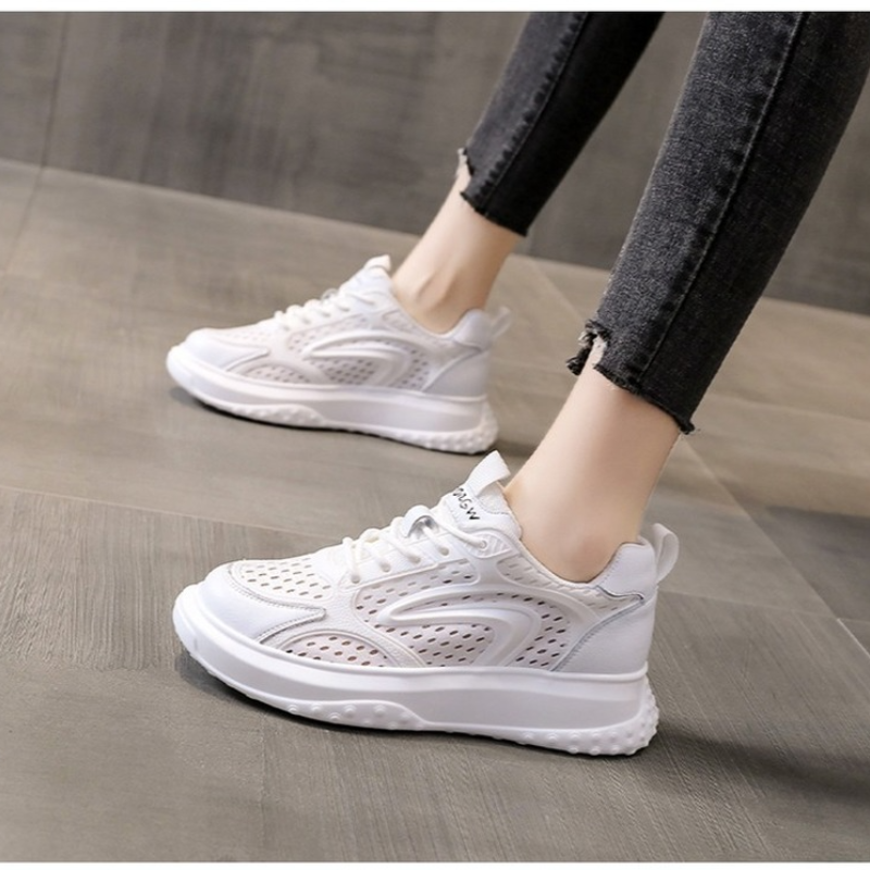 Zapatos blancos pequeños para mujer, zapatillas deportivas coreanas de malla transpirable para primavera y verano, zapatos planos de ocio coreanos, novedad de