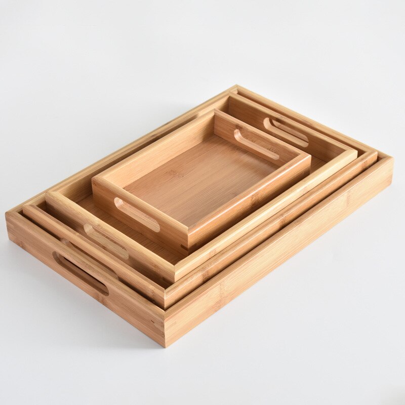Bandeja Rectangular de bambú para té, bandeja de madera para pan, plato de madera para pizza, carne, plato de hotel de estilo japonés