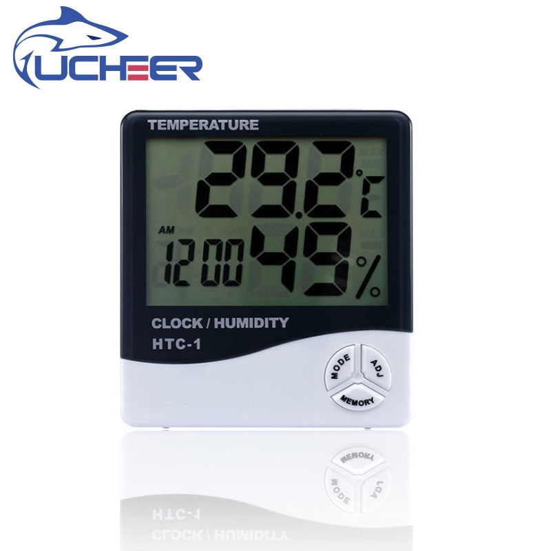UCHEER 1pc Indoor electronic thermometer alarm clock large screen hygrometer without battery measuring tool