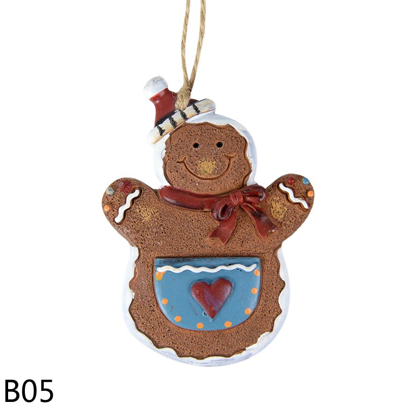 Gingerbread Man Hangers Kerstboom Ornamenten Zachte Hars Gingerbread Man Cookie Voor Thuis Xmas Jaar Party Opknoping Decor: B05-1Pcs