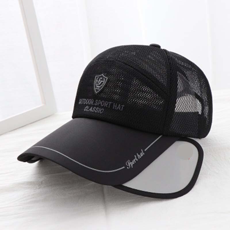 Hoeden heren en dames baseballpetten zomer outdoor ademende sport intrekbare zonnehoed zonnebrandcrème snel drogende zonnehoed  s62: Zwart