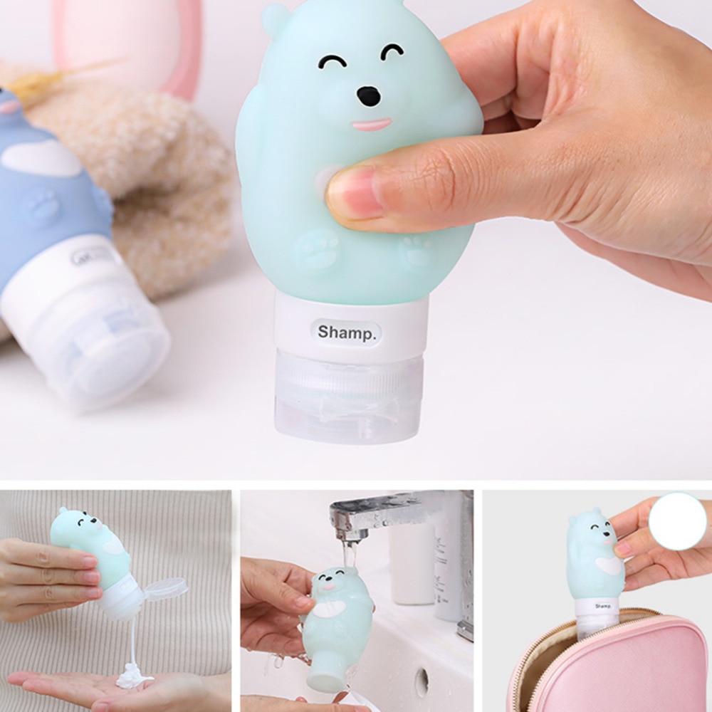 3/1pcs portable Outdoor travel set bottle squeeze cartoon animal modeling bottle Silicone little empty bottl Multi-purpose