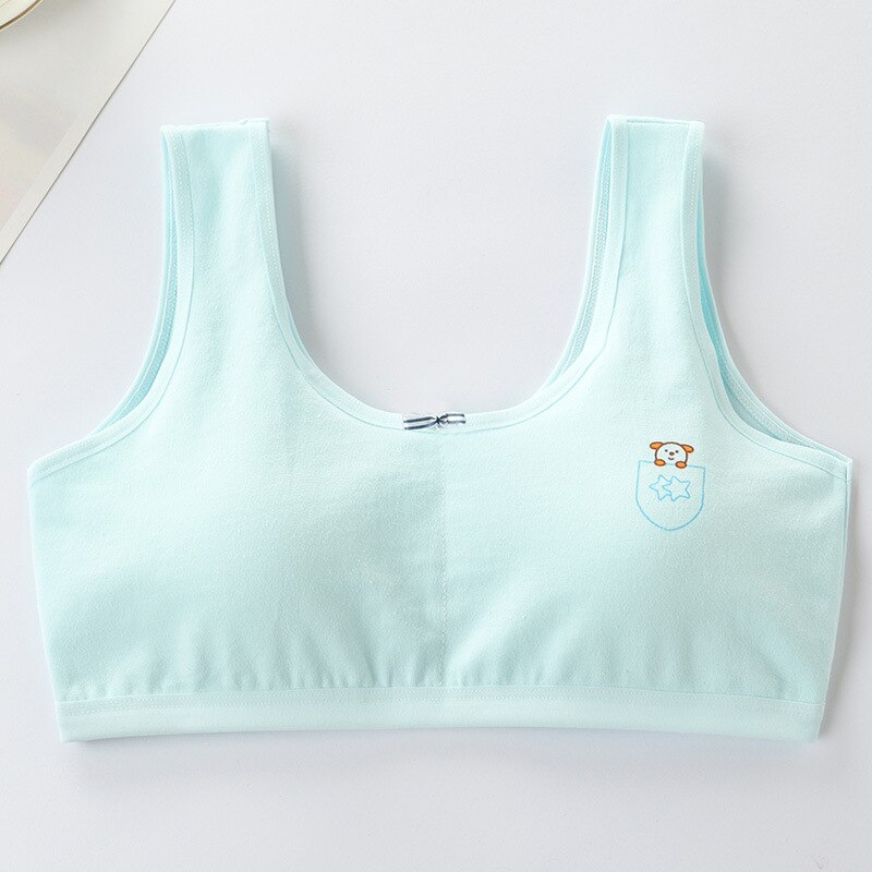 8-16 ans Coton Jeunes Filles Soutien-Gorge Respirant fille Sport Soutien-Gorge Sous-Vêtements Pour Enfants Adolescents Soutiens-gorge Avec Plastron Lingerie Gilet: Bleu / L(Weight 40-52Kg)