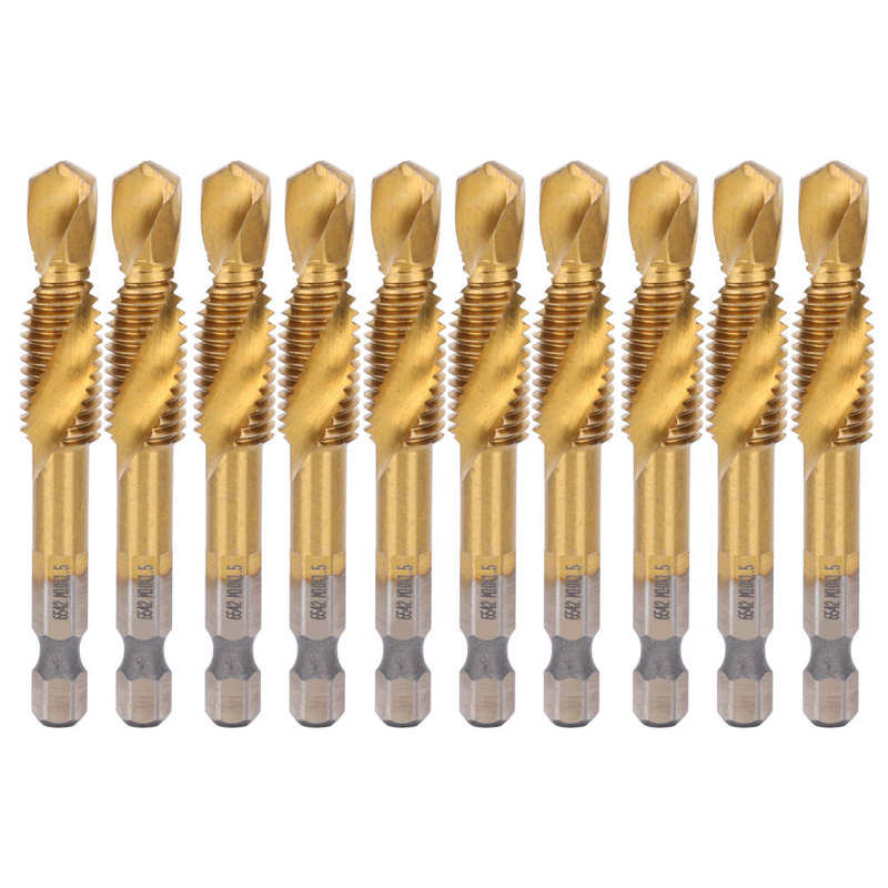HSS Screw Tap Kit M10 Coacted Tap Set High Speed Steel Drill Bits Hex Shank Tapping Tools 8.5mm