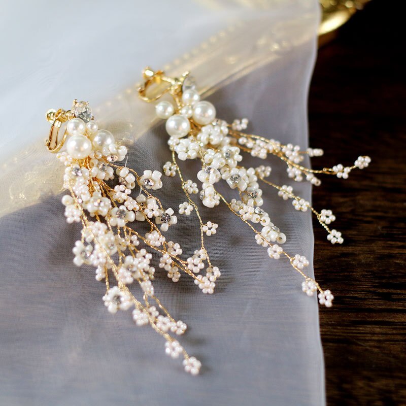 Diadema de lujo de para boda, Diadema nupcial, Diadema, joyería de perlas, accesorios para el cabello Color dorado, tocado para mujer