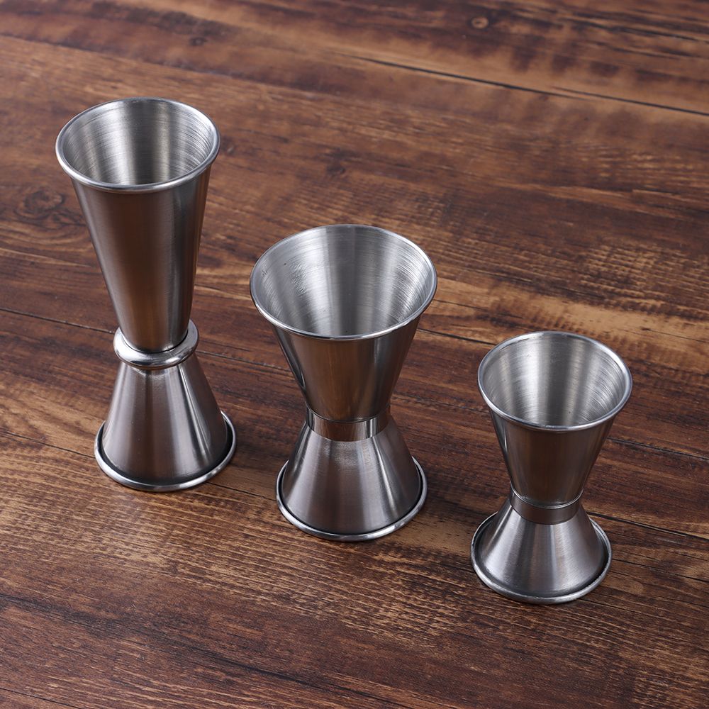 Stainless Steel Cocktail Shaker Measure Cup Dual Shot Drink Spirit Measure Jigger Kitchen Bar Tools