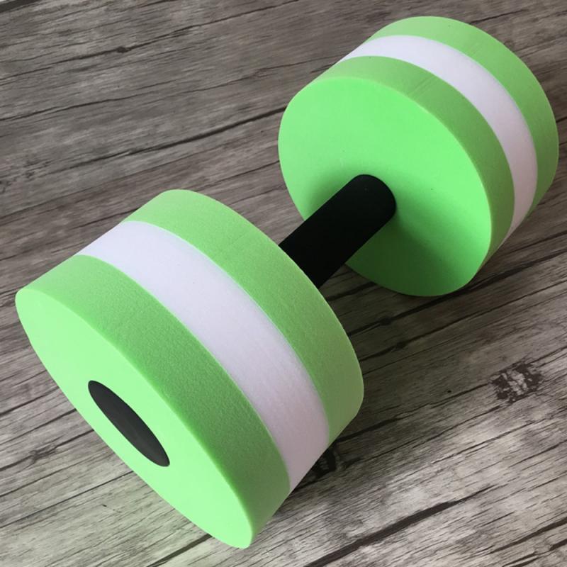 Vattenskum flytande hantel unisex simbassäng vattenvikt aerobics automatisk flytande vattenskivstång simma fitness hantel: Grön