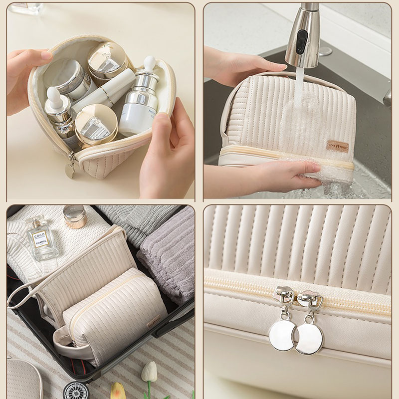 Stor makeup-pung, kosmetiktasker til kvinder, makeup-organisator, bærbar skønhedsetui, rejsetaske, toilettaske