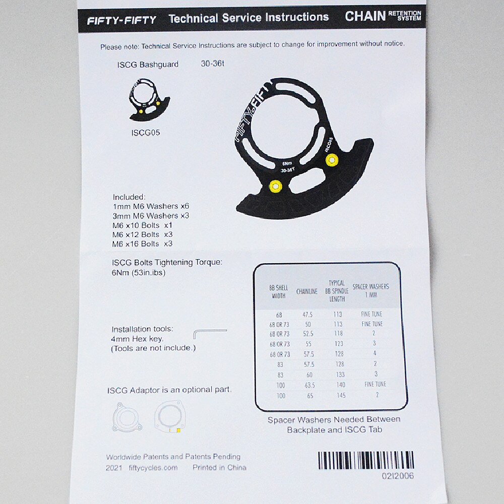 FIFTY-FIFTY Bicycle Chain Guide MTB 1X Series ISCG05 BASHGUARD Guide Chain for 33-36T Chainring