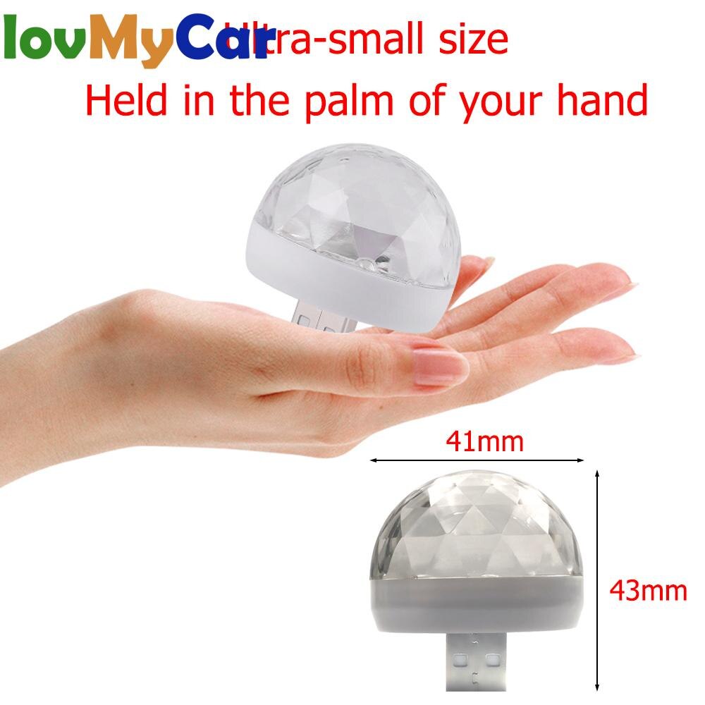 Fargerik mini 5v 3w usb ambient biltilbehør party rgb led lys innendørs for dj bærbar med magisk sceneeffekt hvitt skall