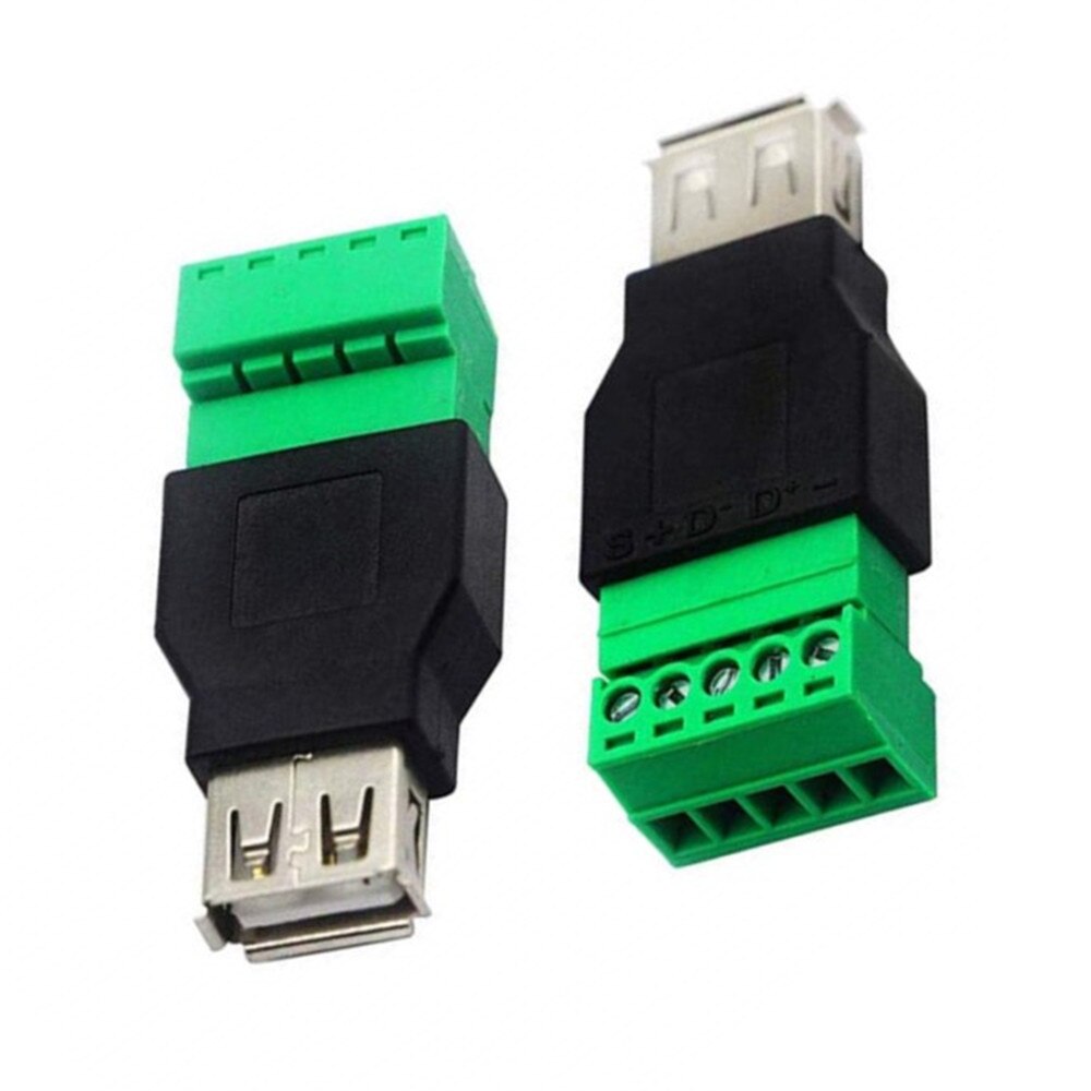 Conector USB 2,0 A de bloque de terminales de tornillo hembra y macho, conector USB 2,0 A terminales de tornillo hembra de 5 pines, Adaptador tipo Plug-in