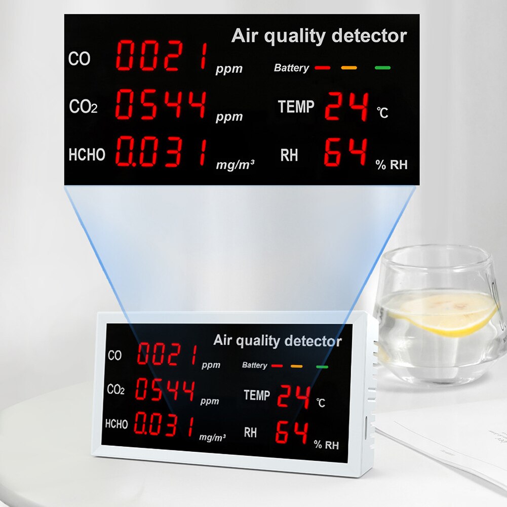 Détecteur multifonction 5 en 1, affichage LED, CO CO2 HCHO, surveillance de la température et de l&#39;humidité, détection rapide, détecteur de de l&#39;air