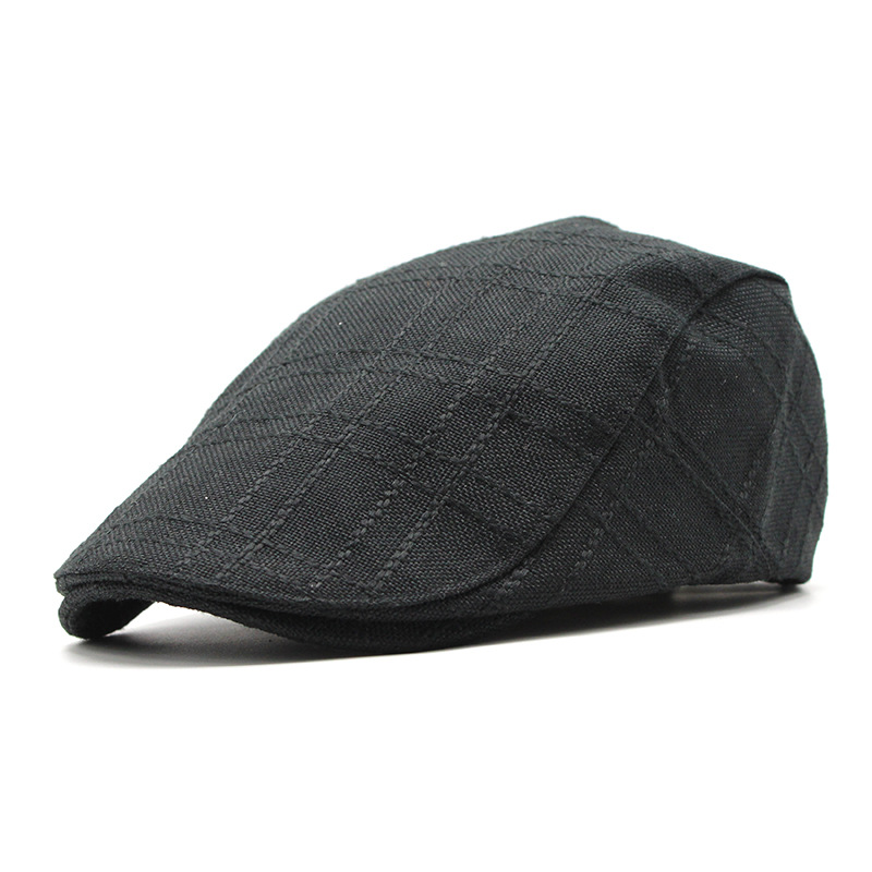 Casquette béret unisexe, chapeau plat, taille ajustable, modèle décontracté en maille, tissu aéré pour l'été, coloris unis, pour les hommes et les femmes: Black