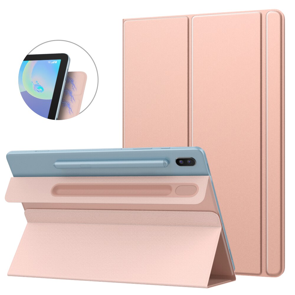 Étui folio intelligent, légé et fin, 10,5 pouces pour Samsung Galaxy Tab S6, couverture légère avec absorption magnérique: Rose Gold