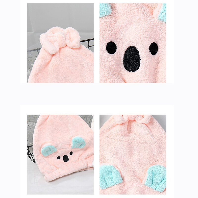 Dessin animé Koala Salle De Bain Magique Microfibre Cheveux Serviette Pour Les Femmes Adultes Serviettes Serviette De Bain Chapeau Casquette Turban Sèche
