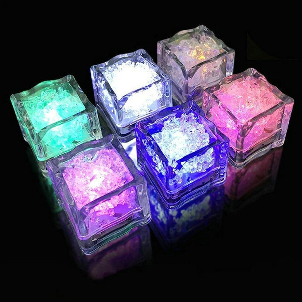 Boule de glace LED 12 pièces, Flash lumineux néon pour fête, Festival de mariage, noël, Bar, verre à vin, fournitures de décoration