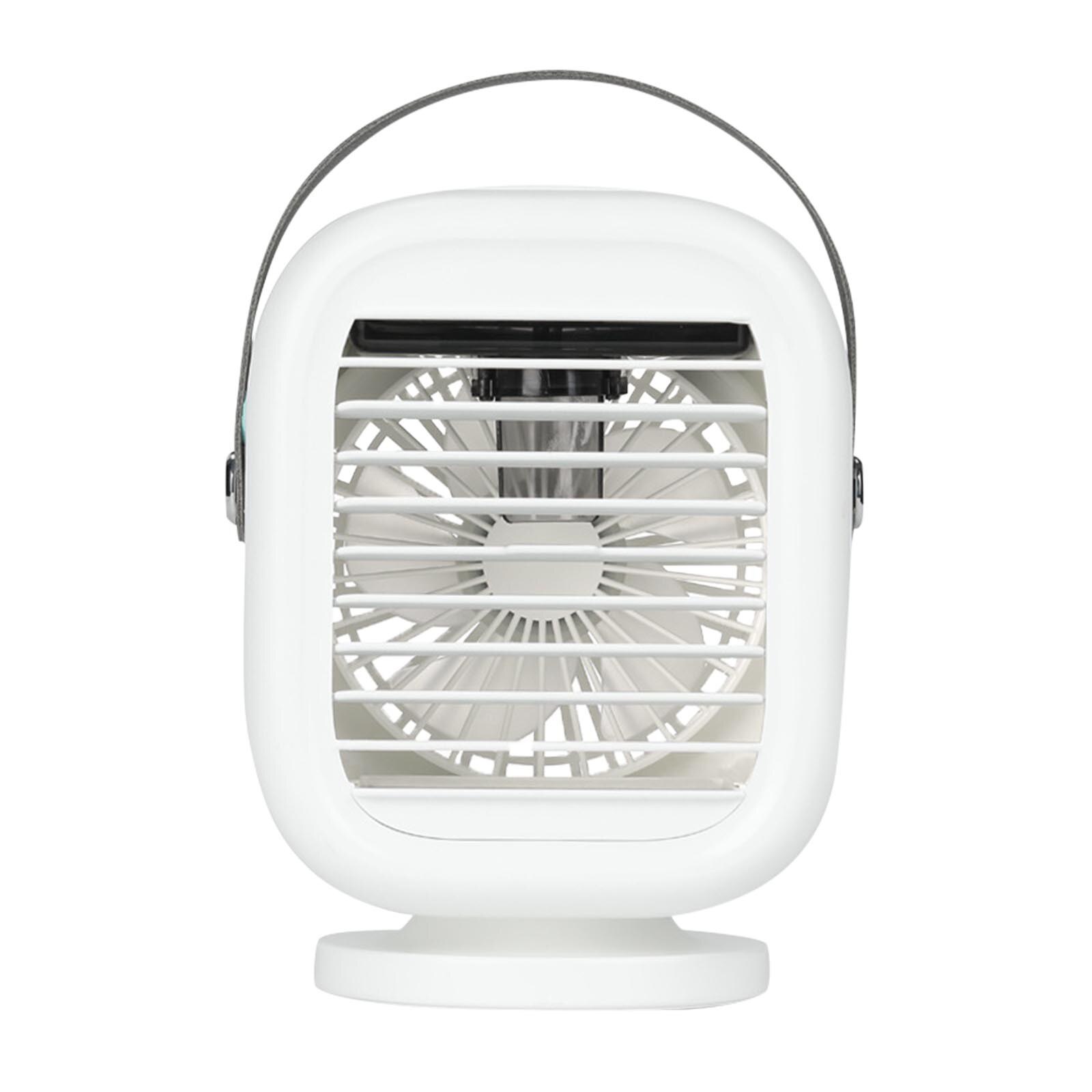 Portable USB Desktop Water-Cooled Moisturize Fan 3 Speed With Atmosphere lLight Left Right 120° Electric Rotation Shaking Head: white