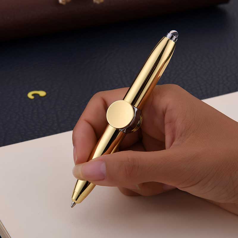 metal fingertip gyro pen multi-function LED lamp ballpoint pen rotating business office decompression pen