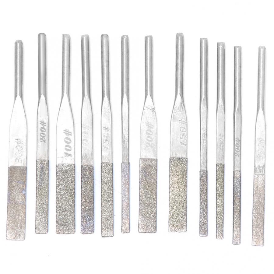 12 st 3mm skaft avsmalningsmaskin diamantfilar metallfil för fram- och återgående slipning