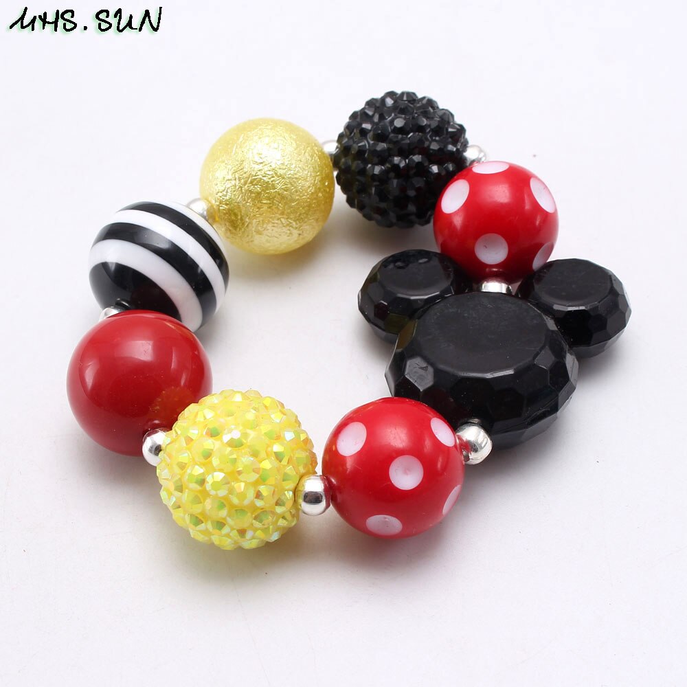 MHS. SUN mignon enfant enfants Chunky perles Bracelets avec dessin animé bijoux bébé perlé Bracelet élastique pour les filles à la main