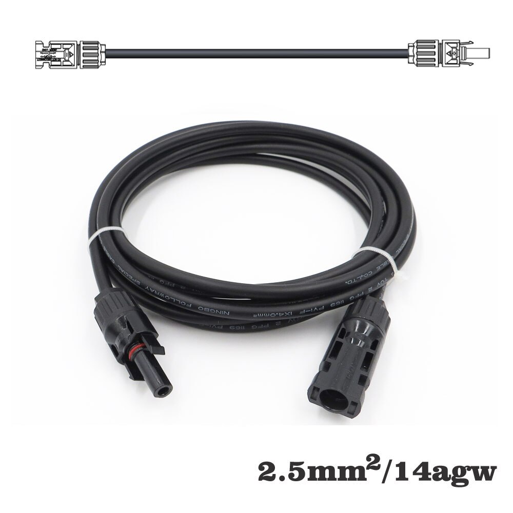 branch black parallel wire 14AWG 2.5mm2 PV Connector Extension Connect Series 10/5/3/2/1m extend cable