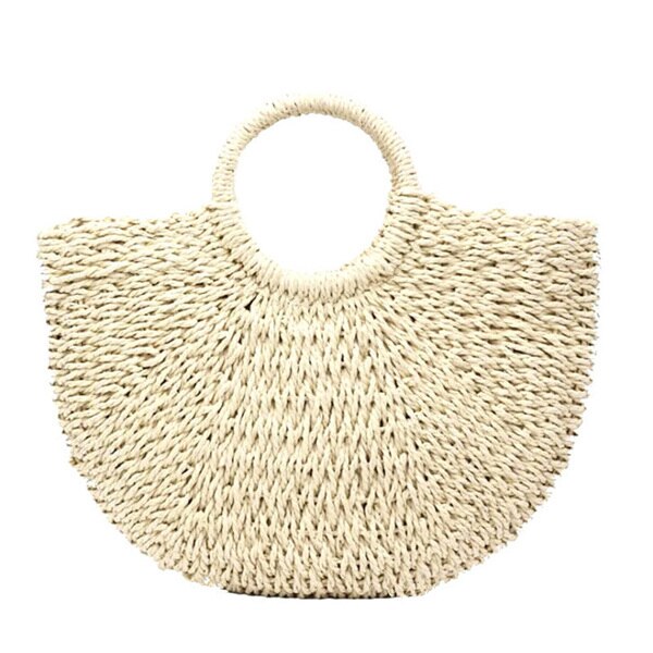 Multi-styles Straw Bags Handmade Summer Woven Beach Ladies Shoulder Bag Bohemia Bali Travel Female Handbags: Style 1-Beige