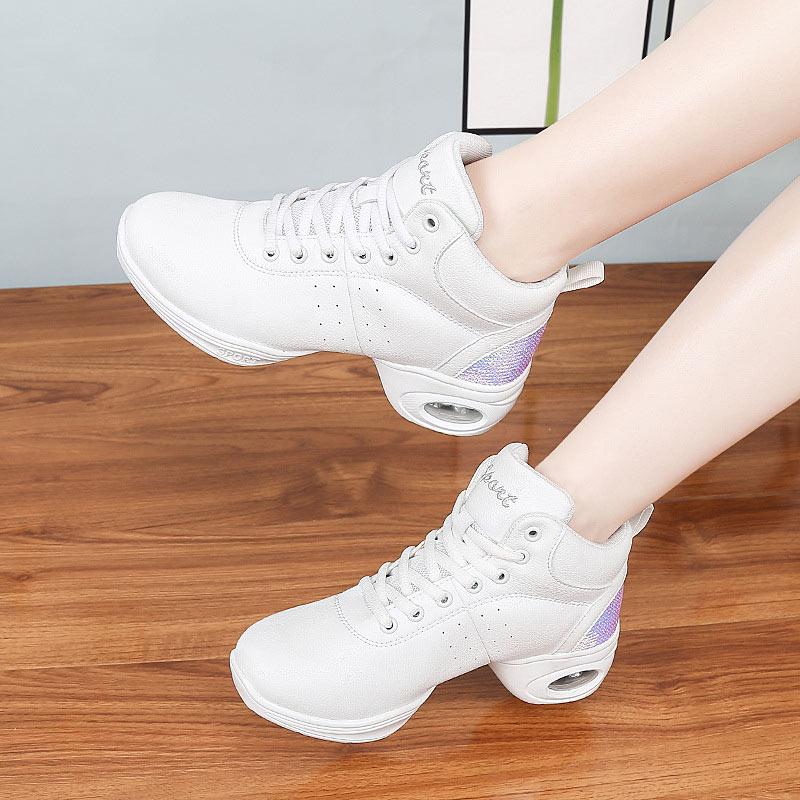 women's Dancing Shoes Sports Feature Modern Dance Jazz Shoes Soft Outsole PU Dance Shoes Sneakers For Woman Practice Shoes: White / 6