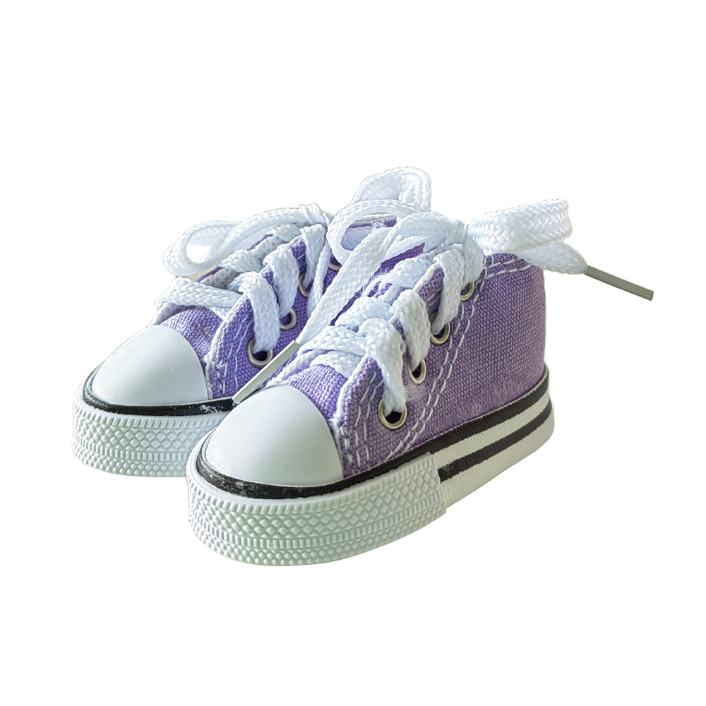 2 Stuks Motorfiets Kickstand Schoenen Moto Voetsteun Motorfiets Zijstandaard Schattige Mini Canvas Schoenen Zijstandaard 7.5Cm: Lavendel